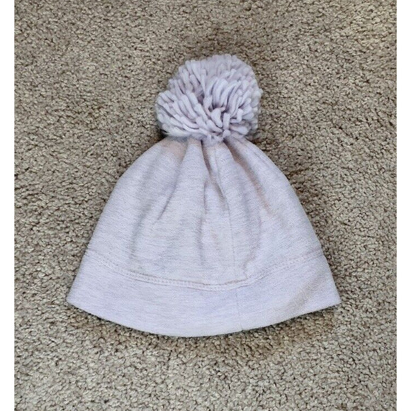 Cat & Jack Toddler Girls Purple Fleece Beanie Winter Hat with Pom Size 12-24M - Picture 3 of 3